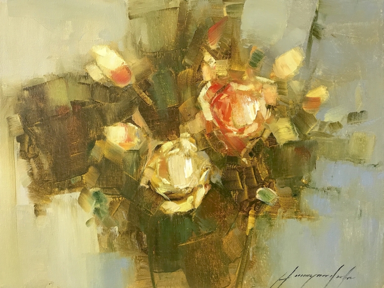 Roses, Oil Painting, Handmade artwork, One of a Kind